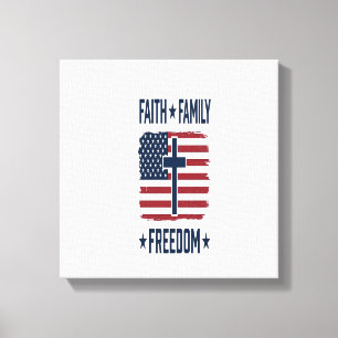 Lienzo Cruz Patriótica Libertad Familia Fe Vect Bandera d