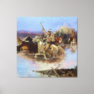 Lienzo “Cruzando el río” de Charles M Russell
