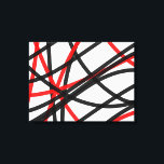 Lienzo Cruzó La Línea<br><div class="desc">Este diseño contemporáneo presenta líneas entrelazadas de color negro y rojo sobre un fondo blanco.</div>