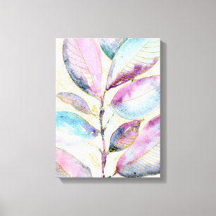 Lienzo Cuaderno espiral de hojas botánicas de acuarela pa