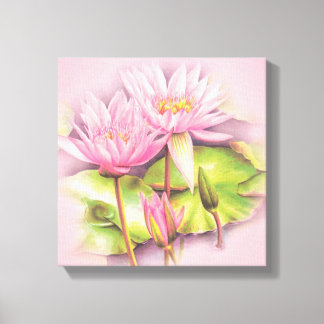 Lienzo cuadrado rosa lirio de agua impresión de ar