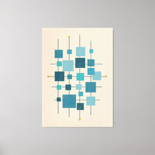 Lienzo Cuadrados geométricos MCM - Poster azul