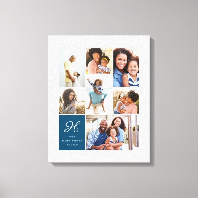 Lienzo Cuadrícula de Collage de fotos múltiple monograma  (Anverso)