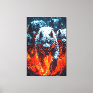 Lienzo Cuadro de lona de la manada de lobos infernales