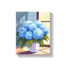 Cuadro floral de ramo de hortensias azules
