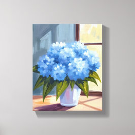 Lienzo Cuadro floral de ramo de hortensias azules