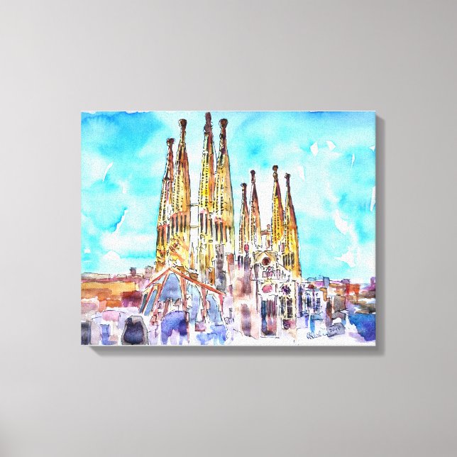 Lienzo Cuadros acuáticos de la Sagrada Familia Barcelona (Anverso)