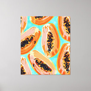 Lienzo Cuadros de acuarela de Papaya grande, frutas tropi