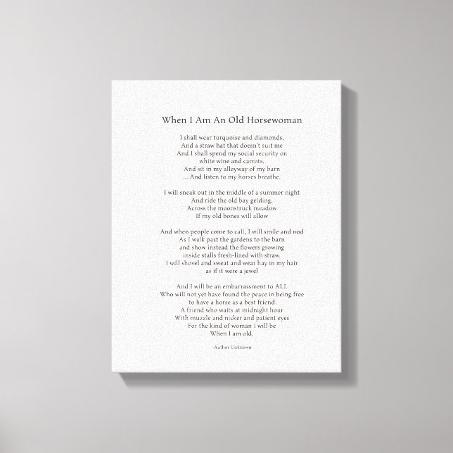 Lienzo Cuando soy una anciana Cabalera III (Anverso)