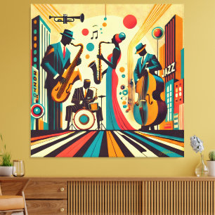 Lienzo Cuarteto de la Edad del Jazz de mediados de siglo
