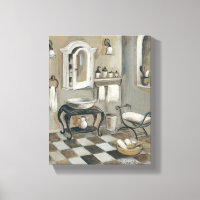 Cuarto de baño francés de baldosas negras y blanca