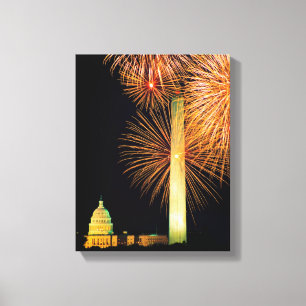 Lienzo Cuarto de julio, exhibición del fuego artificial,