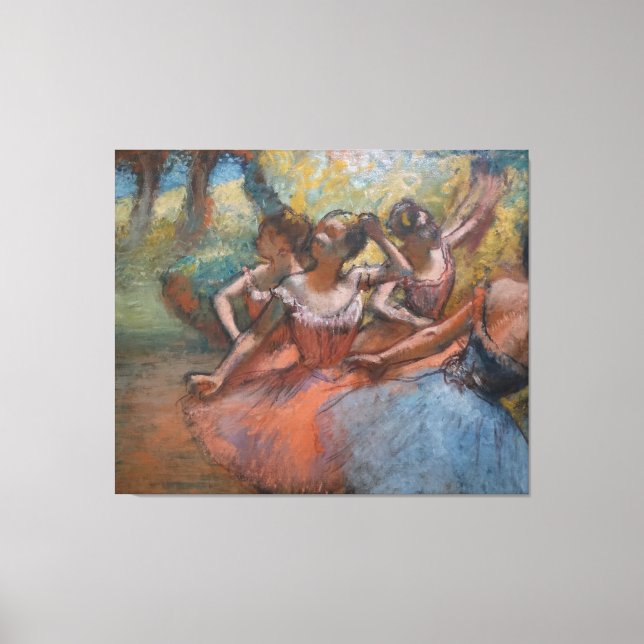 Lienzo Cuatro bailarinas de ballet en escena de Degas (Anverso)