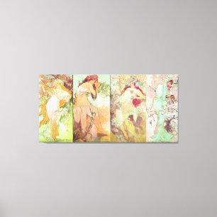 Lienzo Cuatro estaciones de Alfons Mucha, 1896