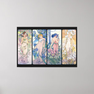 Lienzo Cuatro flores, Alphonse Mucha