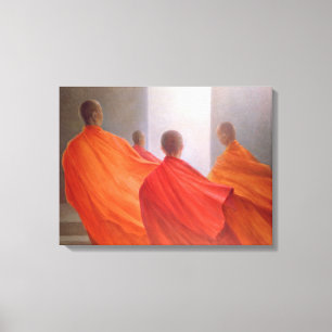 Lienzo Cuatro monjes en pasos del templo
