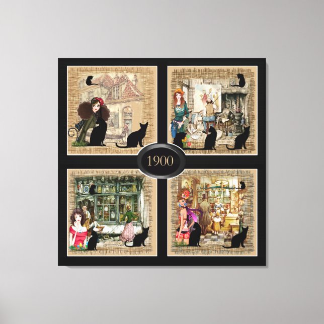 Lienzo Cuatro veces Anton Pieck (Anverso)