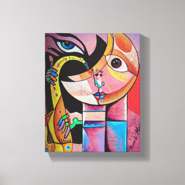 Lienzo Cubism Surrealism  Musician Portrait (Anverso)