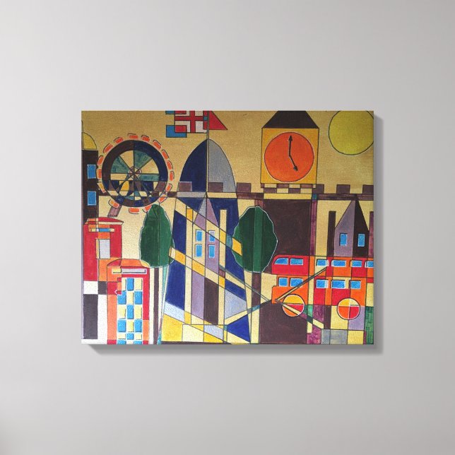 Lienzo Cubismo acrílico de Londres (Anverso)