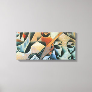 Lienzo Cubismo del vintage, vidrios de la guitarra