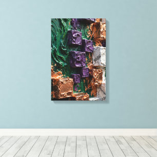Lienzo Cubos de Cobre Esmeralda - Impasto Abstracto 3D Ve