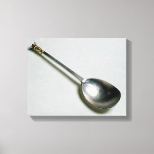 Lienzo Cuchara de apóstol plateado con tapa de sello dora