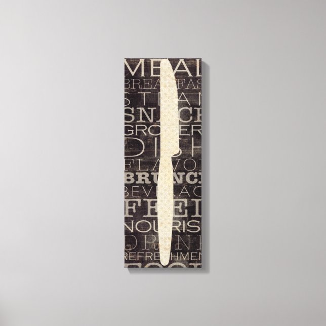 Lienzo Cuchilla de cocina con palabras (Anverso)