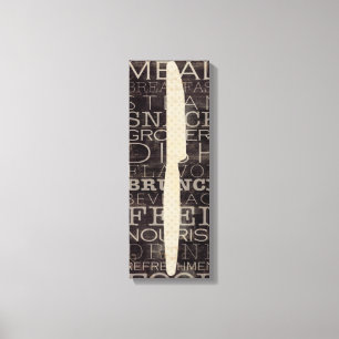 Lienzo Cuchillo de cocina con palabras
