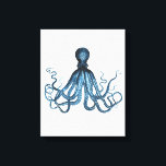 Lienzo Cuenca costera azul Octopus kraken<br><div class="desc">La acuarela costera azul octopus kraken. Un diseño náutico moderno Una gama de diseño moderno para decorar su casa, vivero u oficina. Un elegante acento para una cabaña costera o una habitación temática a la playa. ¡Genial para ti mismo o como regalo! De moda, glamour, atrevido. Personalízalo agregándole tu propio...</div>