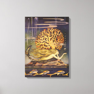 Lienzo Cuento de hadas del vintage, little mermaid en