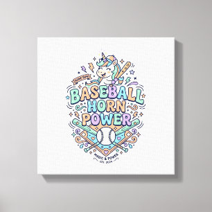 Lienzo Cuerno de béisbol de unicornio Poder Diseño de vec