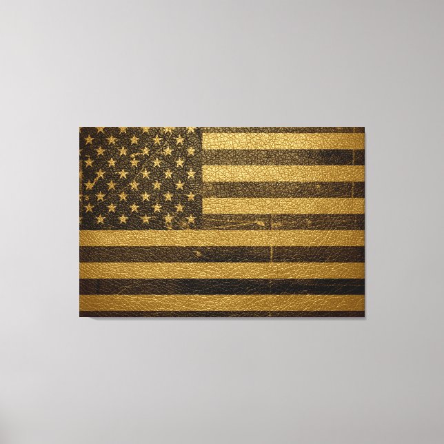 Lienzo Cuero vintage de bandera estadounidense (Anverso)