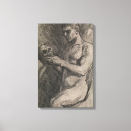 Lienzo Cuerpo de un hombre sosteniendo un cráneo (por Alb