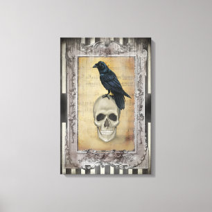 Lienzo Cuervo y cráneo