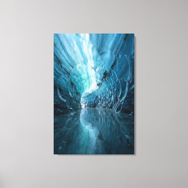 Lienzo Cueva de Hielo Celestial - Realismo Abstracto Azul (Anverso)