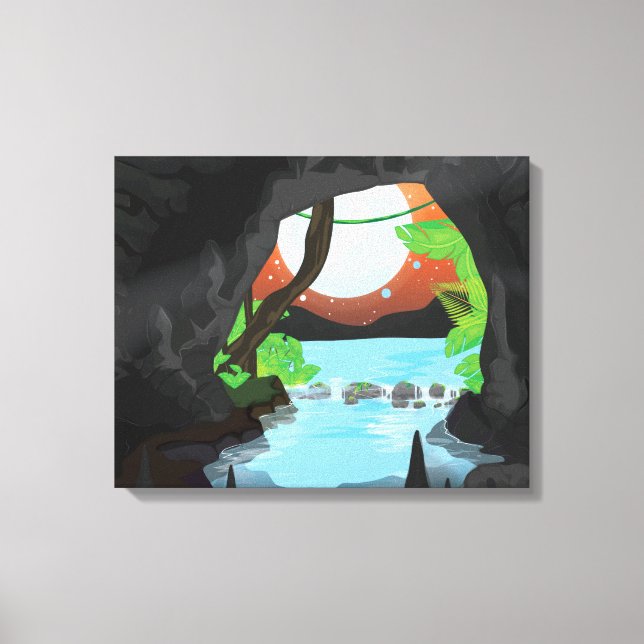 Lienzo Cueva de la selva tropical (Anverso)