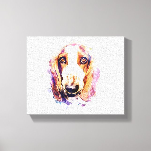 Lienzo Cuidada Basset Hound Dog Head Face Puppy (Anverso)