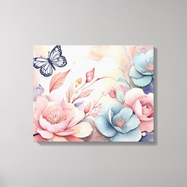 Lienzo Cuidada Whimsy Floral Mariposa acuática Art (Anverso)