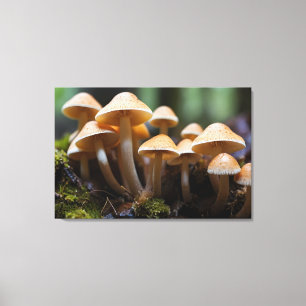 Lienzo Cultivando champiñones en el bosque