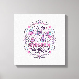 Lienzo Cumpleaños de Unicornio Reina de la Tierra de Unic