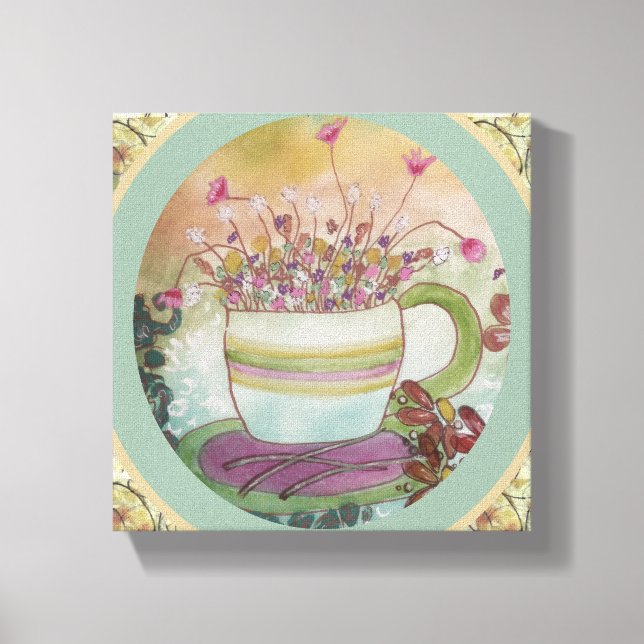 Lienzo Cup of Flowers-2 Canvas (Anverso)