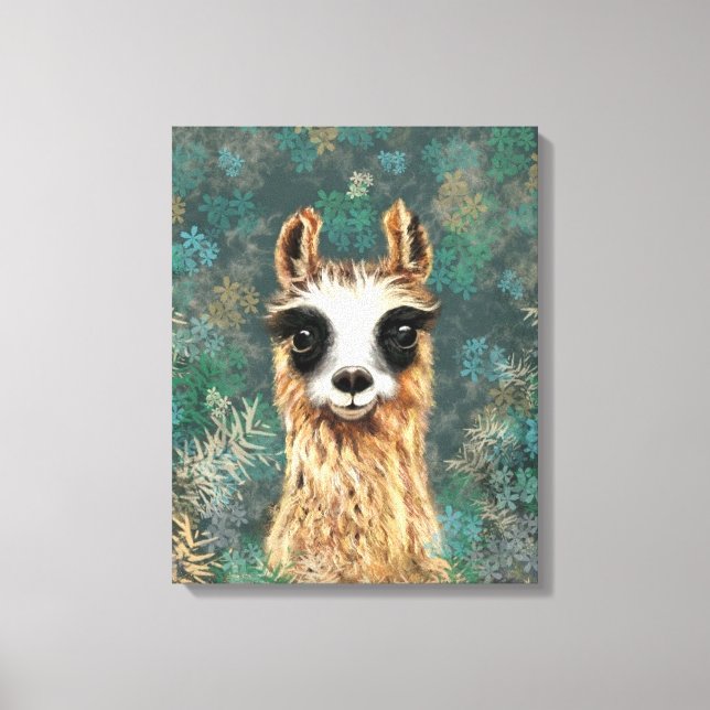 Lienzo Curiosa Bebé Llama Funny Canvas Imprimir - Pintura (Anverso)