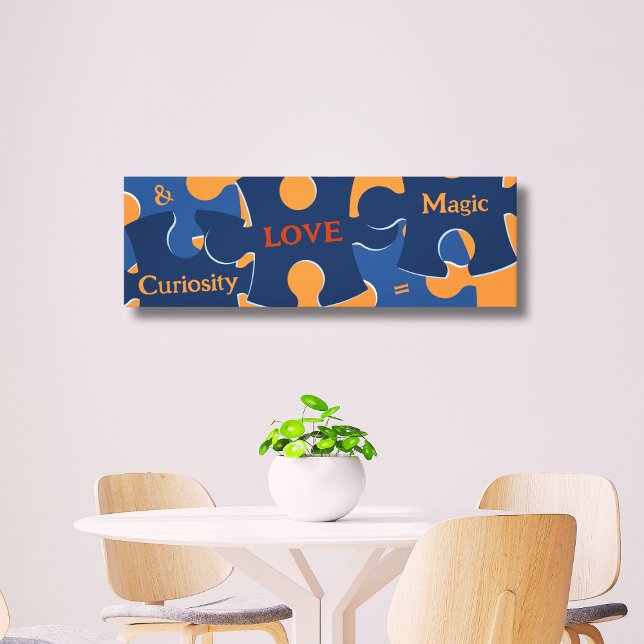 Lienzo Curiosidad & AMOR = Piezas Mágicas del Rompecabeza (Curiosity & LOVE = Magic Jigsaw Puzzle Pieces Canvas Print)