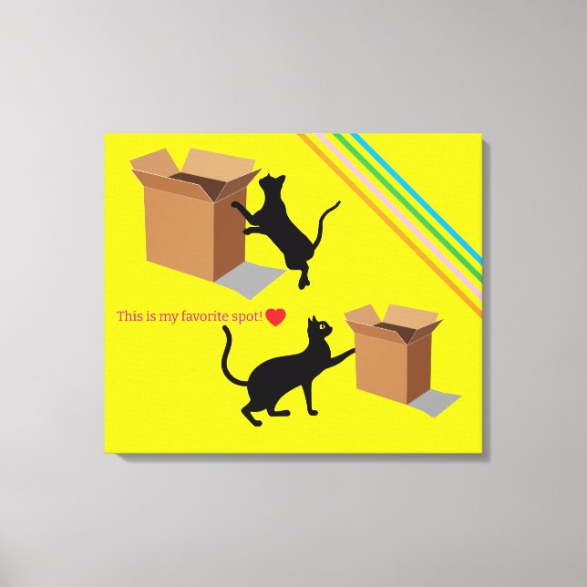 Lienzo Curious Cats and Their Favorite Box Canvas Print (Anverso)