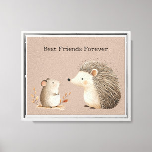 Lienzo Curte Brown Cream Hedgehog Mouse Mejor Amigos