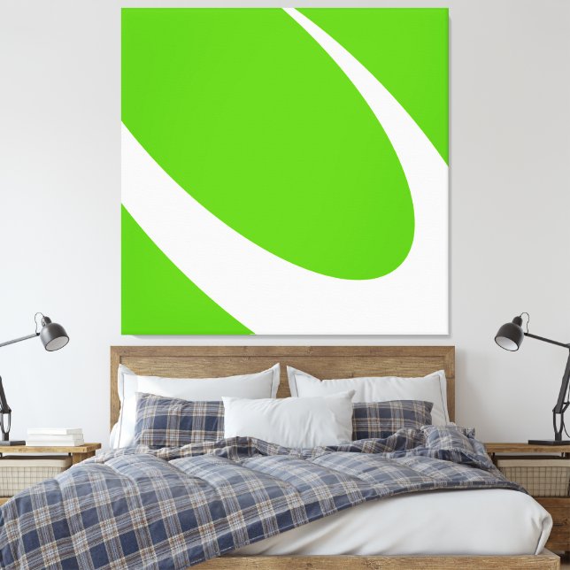 Lienzo Curva Blanca Dinámica Moderna Sobre El Verde Cimal (Insitu(Dormitorio))