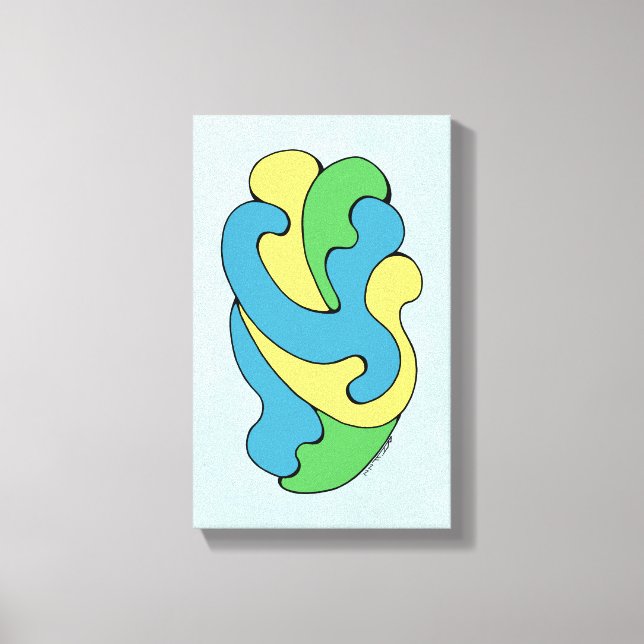 Lienzo Curvas de abrazo (amarillo, azul, verde) (Anverso)