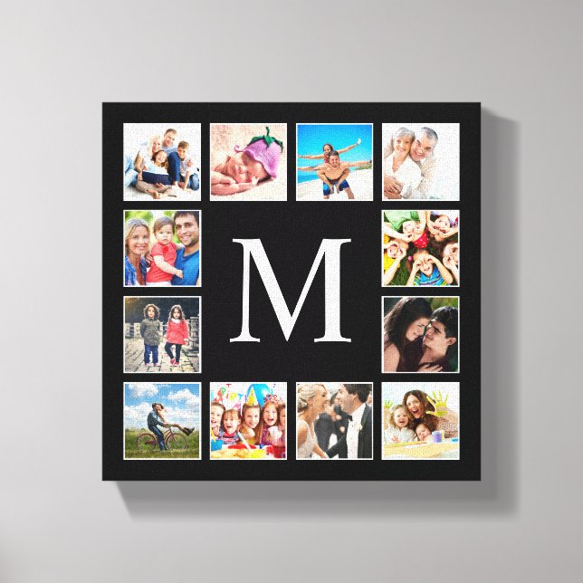 Lienzo Custom Family Photo Collage Personalized Black (Anverso)