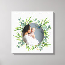 Cuta floración acuarela hojas verdes marco de foto