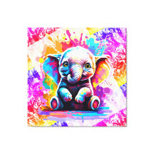Cute Baby Elephant - Pintura de elefantes colorido
